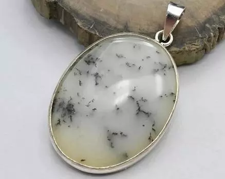 Ожерелье из стерлингового серебра 925 пробы, подвеска из натурального дендритового опала ручной работы из драгоценного камня