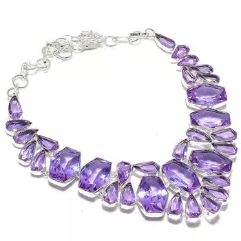Ожерелье из стерлингового серебра 925 пробы с натуральным розовым аметистом 18 дюймов t5H45