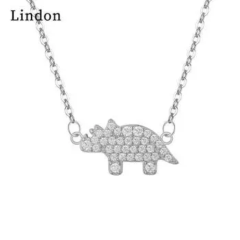 Ожерелье из стерлингового серебра 925 пробы, женское корейское милое мультяшное носорог, полный кулон, цепочка на ключицу, простая модная цепочка на шею с животными серебряный