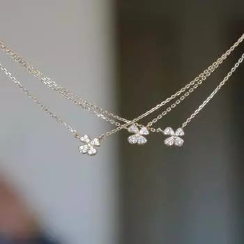 Ожерелье из стерлингового серебра 925 пробы с четырьмя листами клевера, украшенное бриллиантами, для женщин, необычный дизайн, универсальная цепочка с бриллиантами на ключицу 925