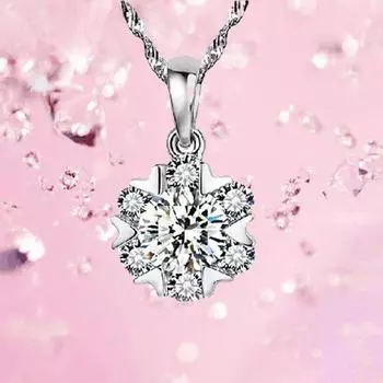 Ожерелье из стерлингового серебра 925 пробы, женский полный бриллиантовый кулон, корейские ювелирные изделия, ювелирное ожерелье, серебряное электрическое ожерелье 925