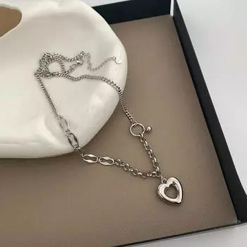 Ожерелье из стерлингового серебра 925 пробы с полым сердцем для женщин, геометрическое ожерелье, вечерние ювелирные изделия, подарки, новинка 2021 года