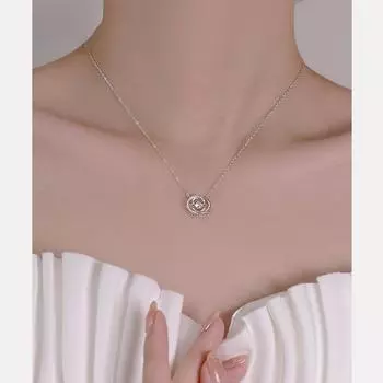 Ожерелье из стерлингового серебра 925 пробы с пульсирующим сердцем для женщин, легкая роскошь, ниша, ощущение высокого класса, украшение ожерелья-цепочки с двойным бриллиантом C Adjustable size