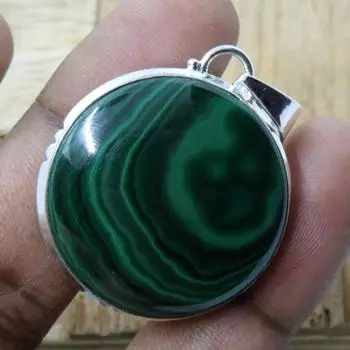 Ожерелье из стерлингового серебра 925 пробы с натуральным драгоценным камнем малахит для женщин