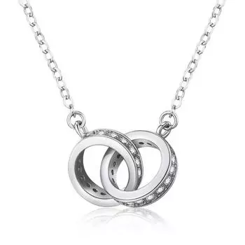 Ожерелье из стерлингового серебра 925 пробы с инкрустацией, двойное кольцо, женское изящное и модное ожерелье на ключице, нишевый дизайн, серебряные украшения 925