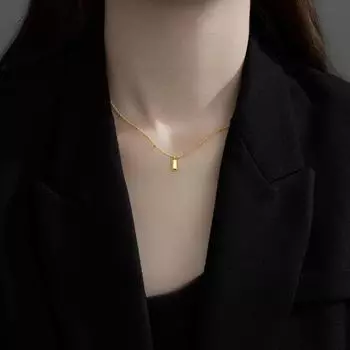 Ожерелье из стерлингового серебра 925 пробы с геометрическим рисунком из золотого кирпича и маленькой серебряной полоской, легкая роскошная цепочка на ключицу с ощущением высокого класса Adjustable size