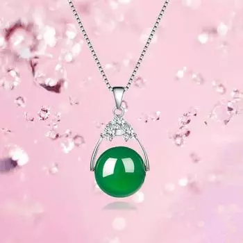 Ожерелье из стерлингового серебра 925 пробы для женщин, подвеска из счастливых бусин, розовое, зеленое ожерелье из халцедона, серебряные аксессуары 925