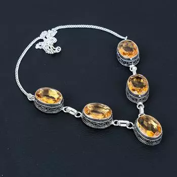 Ожерелье из стерлингового серебра 925 пробы ручной работы с морганитом, антикварное ювелирное ожерелье, женское ожерелье из морганита, ювелирные подарки из камня 20 оранжевый