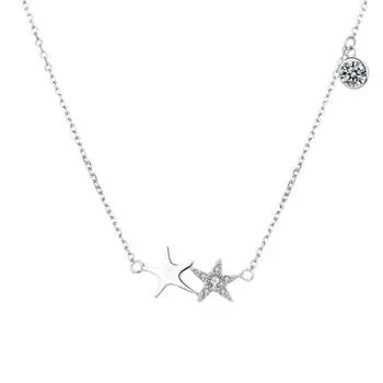 Ожерелье из стерлингового серебра 925 пробы с простым бриллиантом и звездой XINGX Ожерелье-цепочка на ключицу 925