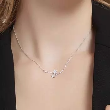 Ожерелье из стерлингового серебра 925 пробы, женское ожерелье с метеоритным дождем, особый дизайн, легкая роскошная цепочка с цирконием на ключице 925