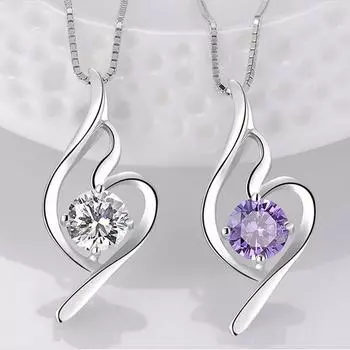 Ожерелье из стерлингового серебра 925 пробы с подвеской из блестящего бриллианта, простое ожерелье 925 белый