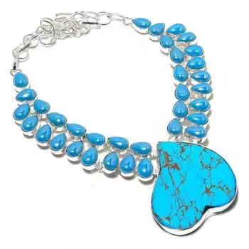 Ожерелье из стерлингового серебра 925 пробы с натуральным бирюзовым камнем Santa Rosa, 18 дюймов, E4J49