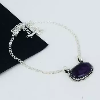 Ожерелье из стерлингового серебра 925 пробы с аметистом ручной работы, ювелирное ожерелье ручной работы с натуральным аметистом для женщин, ожерелье для нее 20 фиолетовый