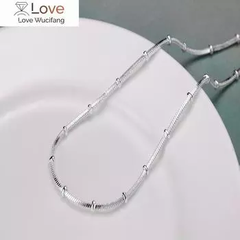 Ожерелье из стерлингового серебра 925 пробы, 20 дюймов, цепочка в виде змеи, красивая простая бусина для женщин, свадебные модные украшения, рождественские подарки 50cm 20inches