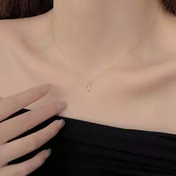 Ожерелье из стерлингового серебра 925 пробы с минималистичным мини-подвеской в виде креста на ключицу 925