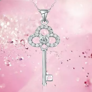 Ожерелье из стерлингового серебра 925 пробы, женское кулон с ключом, серебряные ювелирные изделия с бриллиантами, модное простое ожерелье 925