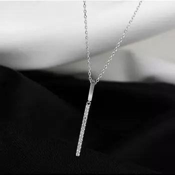 Ожерелье из стерлингового серебра 925 пробы для женщин, длинная полоска, цепочка на ключицу с фианитами, изящные ювелирные изделия, подарки S-N739