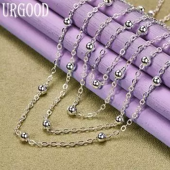 Ожерелье из стерлингового серебра 925 пробы с несколькими цепочками и бусинами, модные ювелирные изделия 45cm