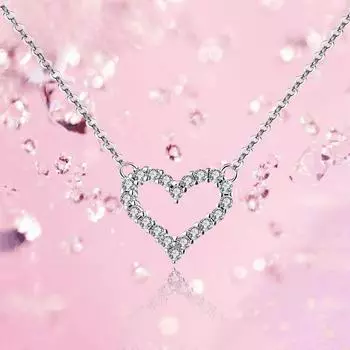 Ожерелье из стерлингового серебра 925 пробы с бриллиантами и инкрустацией в виде сердца в корейском стиле, универсальное женское ожерелье в форме сердца с ключицей, модные серебряные украшения 925