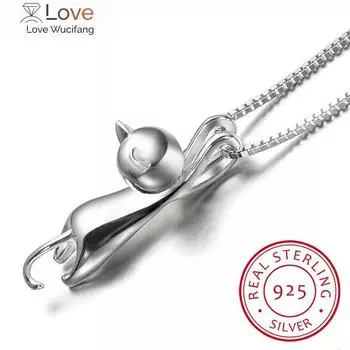 Ожерелье из стерлингового серебра 925 пробы, милые подвески в виде кошек и животных, ожерелья для женщин, чокеры, ошейники S -N166