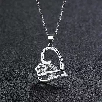 Ожерелье из стерлингового серебра 925 пробы с подвеской в виде розы белый