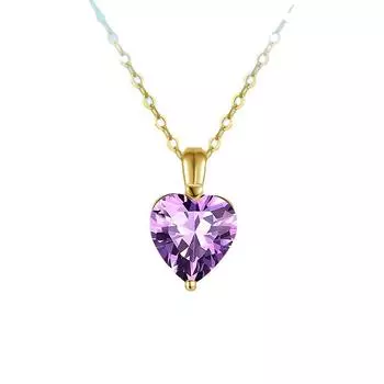 Ожерелье из стерлингового серебра 925 пробы с натуральным бразильским аметистом и инкрустированным золотым гранатом 925