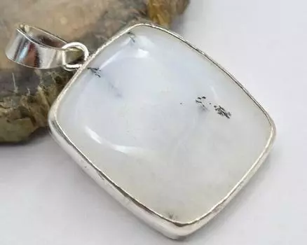 Ожерелье из стерлингового серебра 925 пробы Сертифицированный кулон из натурального дендритового опала с драгоценным камнем