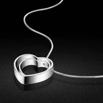 Ожерелье из стерлингового серебра 925 пробы с подвеской в виде двойного сердца для женщин Kolye Choker-модные ювелирные изделия