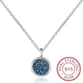 Ожерелье из стерлингового серебра 925 пробы, фрагмент синего кристалла, ожерелье со звездой и планетой мечты для женщин, цепочка-колье, Свадебная вечеринка, ювелирное изделие, подарок