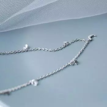 Ожерелье из стерлингового серебра 925 пробы с лунной звездой для женщин, цепочка на ключицу, милые украшения, подарки на вечеринку