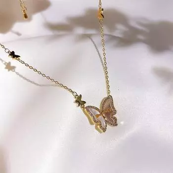 Ожерелье из стерлингового серебра 925 пробы с ракушкой и бабочкой для женщин, золотые подвески на ключицу, ожерелья, ювелирные изделия, подарок, оптовая продажа S-N696