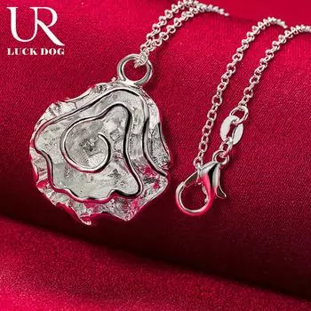 Ожерелье из стерлингового серебра 925 пробы с розой, модные свадебные украшения O-45CM