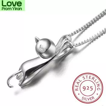Ожерелье из стерлингового серебра 925 пробы, милые подвески в виде кошек и животных, ожерелья для женщин, чокеры, ошейники S -N166