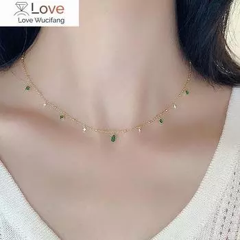 Ожерелье из стерлингового серебра 925 пробы, подвеска, очаровательное зеленое изумрудное ожерелье, кубинская цепочка, ювелирное изделие, колье, ожерелье для женщин, аксессуары золотой