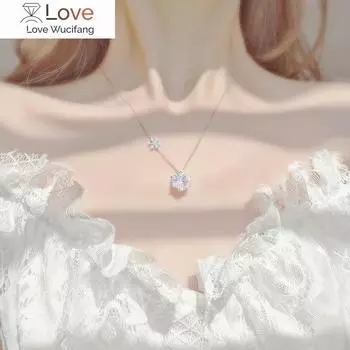 Ожерелье из стерлингового серебра 925 пробы со снежинкой, подвеска, колье, корейское цветочное ожерелье для женщин, цепочка на шею, ювелирные изделия с бриллиантами и кристаллами