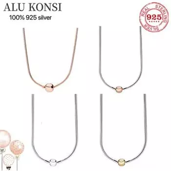 Ожерелье из стерлингового серебра 925 пробы с застежкой в виде змеи, подвески в виде бусины для женщин, модные ювелирные изделия