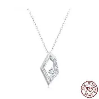 Ожерелье из стерлингового серебра 925 пробы с геометрическим узором, индивидуальное ожерелье из белого золота для женщин