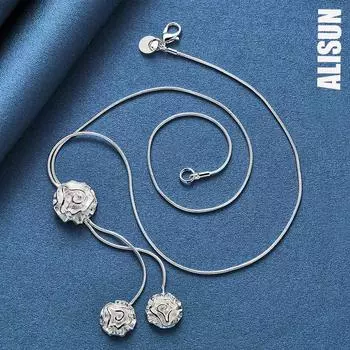 Ожерелье из стерлингового серебра 925 пробы с розой, модные свадебные украшения 50CM