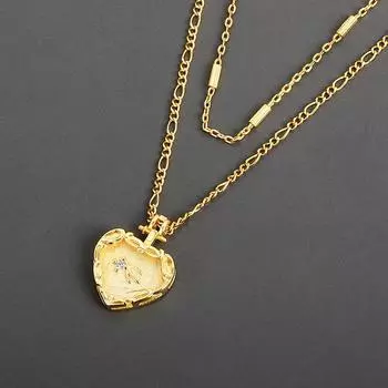 Ожерелье из стерлингового серебра 925 пробы для женщин в форме сердца с позолотой, двухслойное колье-чокер с о-образным звеном, подарок на Рождество белый