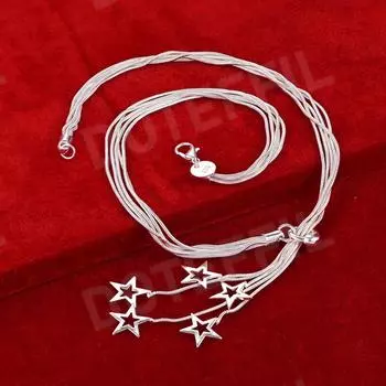 Ожерелье из стерлингового серебра 925 пробы в виде змеиной цепи со звездой, модные свадебные украшения 45CM