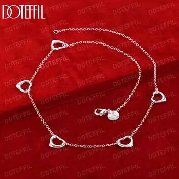 Ожерелье из стерлингового серебра 925 пробы с пятью сердцами, модные свадебные украшения 45CM