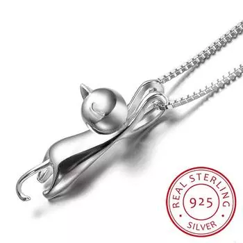 Ожерелье из стерлингового серебра 925 пробы, милые подвески в виде кошек и животных, ожерелья для женщин, чокеры, ошейники S -N166