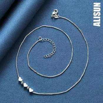 Ожерелье из стерлингового серебра 925 пробы в форме сердца в виде змеиной цепи, модные свадебные украшения 45CM