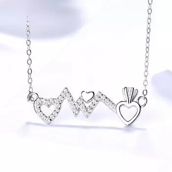 Ожерелье из стерлингового серебра 925 пробы с короной, королевой, бьющимся сердцем, модная бриллиантовая женская цепочка на ключицу 925