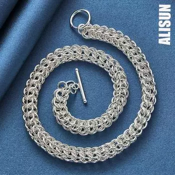 Ожерелье из стерлингового серебра 925 пробы с несколькими кольцами, модные свадебные украшения 45CM