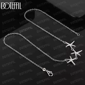 Ожерелье из стерлингового серебра 925 пробы с тремя звездами, модные свадебные украшения 45CM