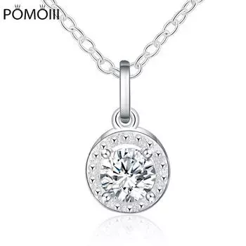 Ожерелье из стерлингового серебра 925 пробы с цирконом, круглое ожерелье с подвеской для вашей женщины, модный ювелирный подарок