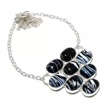 Ожерелье из стерлингового серебра 925 пробы с натуральным драгоценным камнем Sulemani Hakik 18 дюймов O0S12