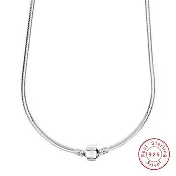 Ожерелье из стерлингового серебра 925 пробы, шаровидная застежка, цепочка в виде змеи, ожерелье для моды, подвеска из бисера, изготовление ювелирных изделий своими руками белый