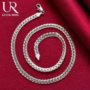 Ожерелье из стерлингового серебра 925 пробы с боковой цепочкой, свадебные украшения 40CM